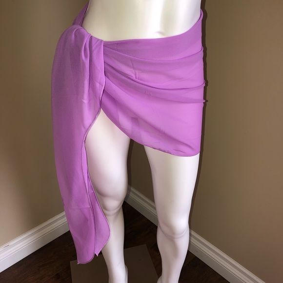 Bikini Cover Up Bathing Suit Sarong Bohemian Wrap Purple Cover Up Sheer Lavender - Picture 2 of 5